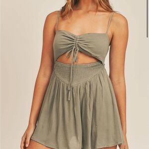 Mable mini romper dress, size small, olive green